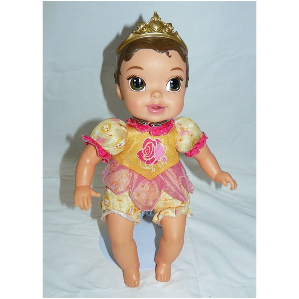 Rare & HTF Disney Deluxe Belle Baby 12” Doll w/ Crown / Tiara, GUC